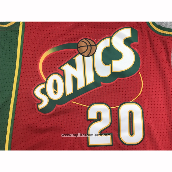 Camiseta Seattle SuperSonics Gary Payton #20 Historic Retro Rojo